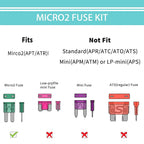 Micro Fuse Kit - 84 PCS micro fuse Assortment(5 7.5 10 15 20 25 30 AMP), Micro2 Fuses with Fuse Puller for Boat Truck SUV RV