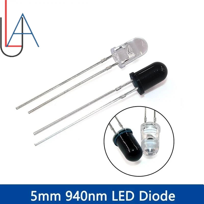 LAUBEI 20pcs/Set - 3mm & 5mm 940nm Infrared LEDs and IR Receivers Kit - for Remote Control Applications
