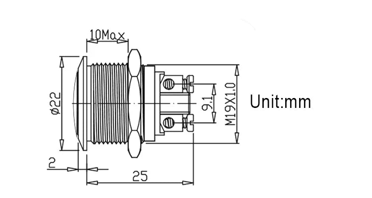 Screw Electronic Button Switch Metal Pressure Switch Waterproof Momentary Push Button 12v 240v Switches 12/16/19/22mm