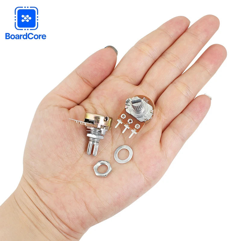 5/10PCS WH148 Potentiometer 15mm Shaft 3Pin B1K B5K B10K B20K B50K B100K B500K Linear Audio Volume Control with Nuts & Washers