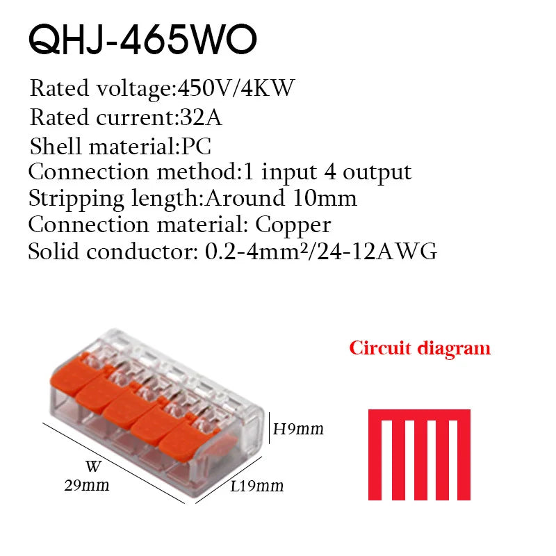 Wire Connector Electrical Lever Strip Connectors Cage Spring Universal Compact Quick Wiring Conductors Push-in Terminal Blocks