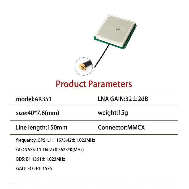 GPS/Beidou/GLONASS built-in active antenna 35x35x8mm high gain tri band M8N dedicated