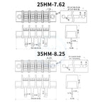 (10 PCS) KF 25HM - 7.62mm / 35HM - 8.25mm / 45HM - 9.5mm / 55HM - 10mm / 65HM - 11mm Grid PCB Terminal Block Connector