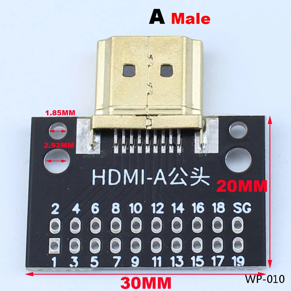 1pcs A-M HDMI Male To Female Test Board MINI Connector with Board PCB 2.54mm Pitch 19/20pin DP HD A Female To Male Adapter Board