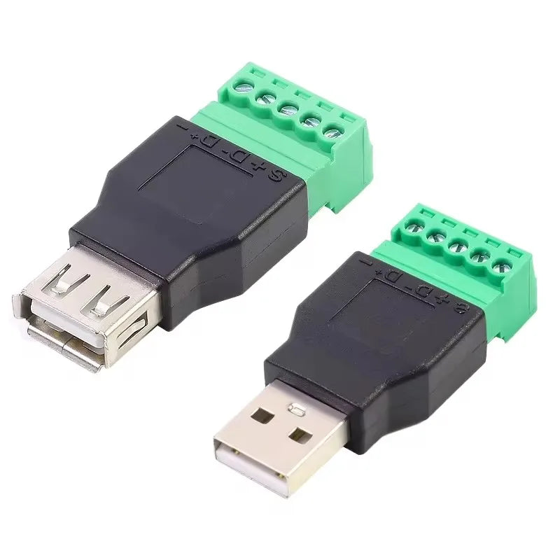 USB 2.0 Type A Male/Female To 5Pin Screw Connector USB Jack with Shield USB2.0 To Screw Terminal Plug
