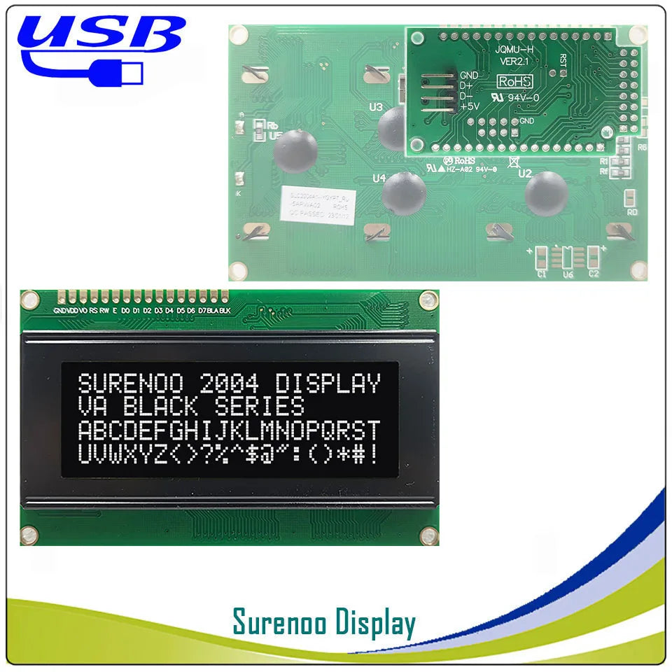 Surenoo LCD2USB USB 204 20X4 2004 Character LCD Module Display Screen Panel sutible LCD Smartie & AIDA64 for DIY PC