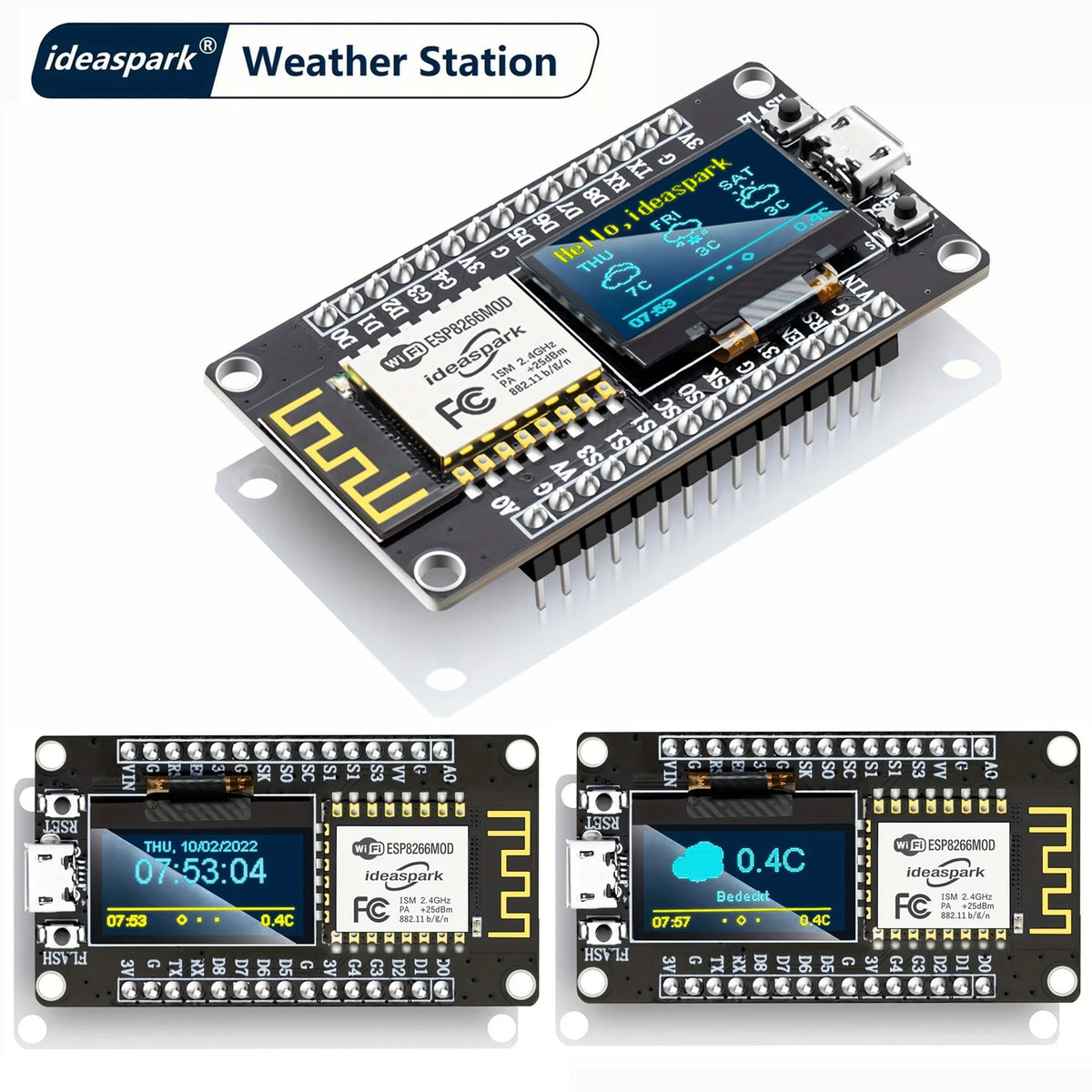 ESP8266 Weather Station Weather Instrument Kit,DHT-11 BMP-180 BH1750 Sensor NodeMCU 0.96'' OLED Board for Arduino IoT Starter