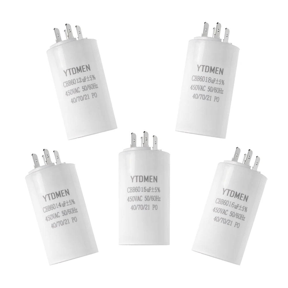 AC 450V CBB60 Dual Insert Motor Starting Capacitor 4pin 4UF-60UF Replacement Motor Run Capacitors For Air Compressor Water Pump