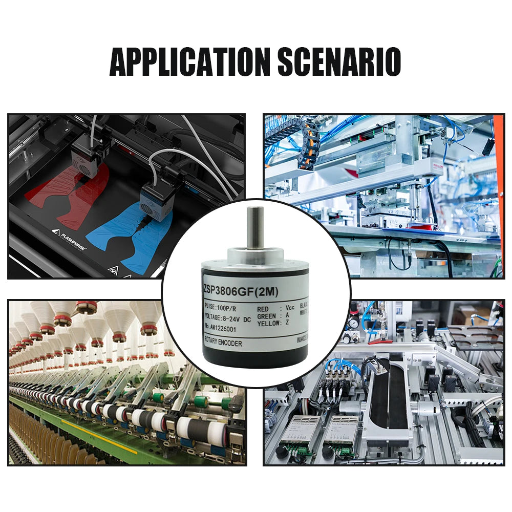 Photoelectric Incremental Rotary Encoder ZSP3806 2‑Phases Shaft 6mm Industrial Automation Equipment Encoder