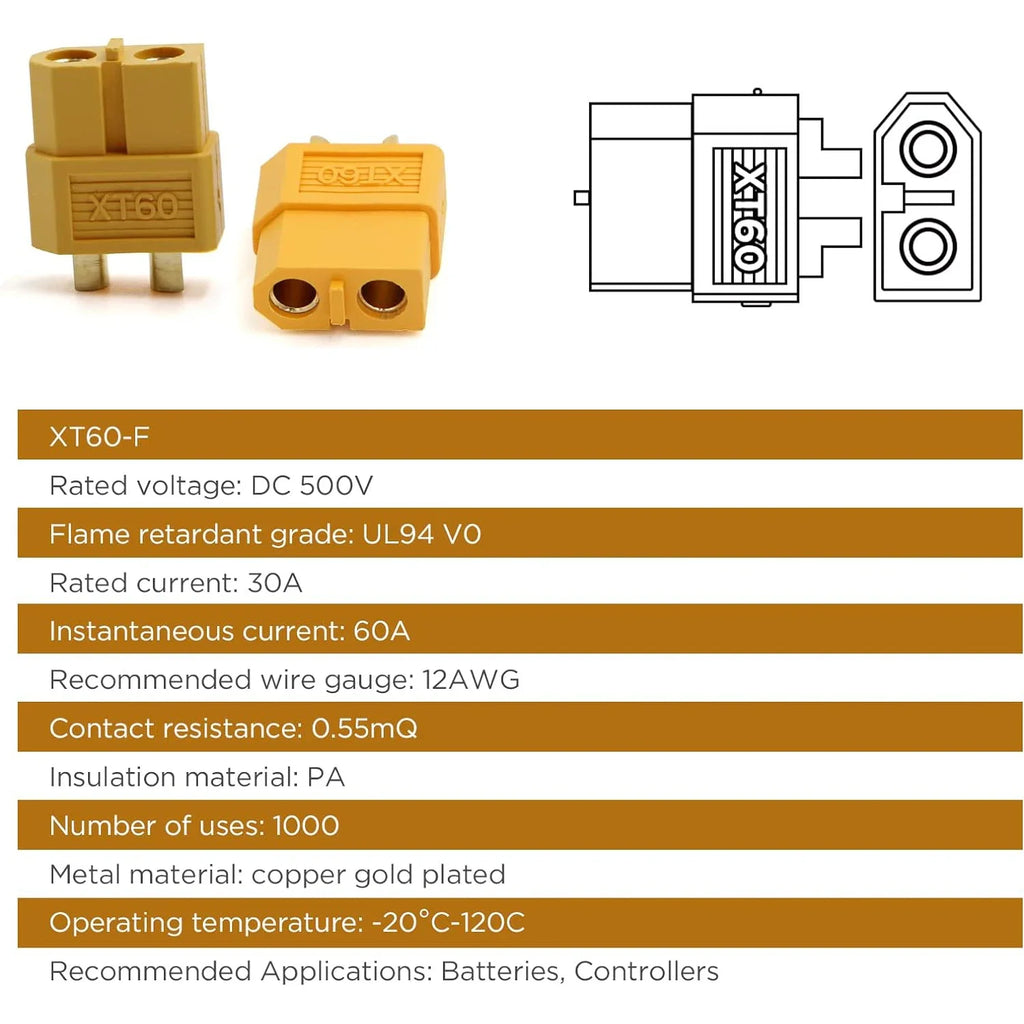 XT60 Male Female Bullet Connectors Plug Adapter With 14 AWG Silicon Wire For ESC Lipo Battery Extension Quadcopter Multicopter