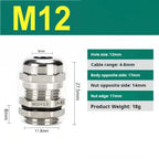 10pcs Waterproof Cable Gland Connector IP68 Nickel Plated Brass Metric Cable M6 M8 M10 M12 M14 M16 PG7 PG9 PG11 For 1-14mm Wire