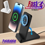 Magnetic Fast Wireless Charger Station For Magsafe iPhone 16 15 14 13 12 Pro Max Desktop Foldable Smartphone Charging Stand Dock