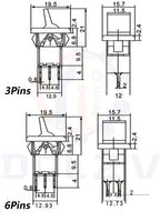 SPDT DPDT Reset Latching Toggle Switch RLS-102 5A 125V 3A 250 AC Mini 3 6PIN ON-ON ON-OFF-ON Rocker Switch Lights Motors