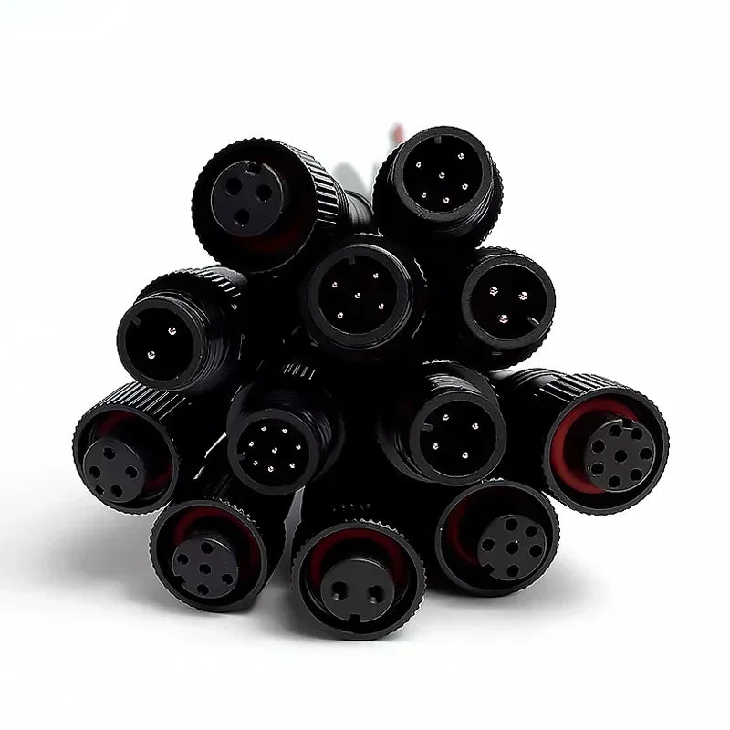 5/20Pcs M12 Small Size Head Waterproof IP68 2/3/4/5/6/8 Pin Power Cable Wire Plug for LED Strips Male Female Connector 20CM