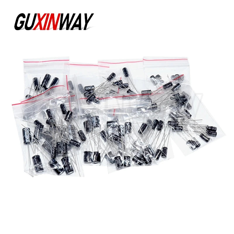 120pcs 1Set 12 Values 0.22UF-470UF 16V 50V Aluminum Electrolytic Capacitor Assortment Kit Set Pack
