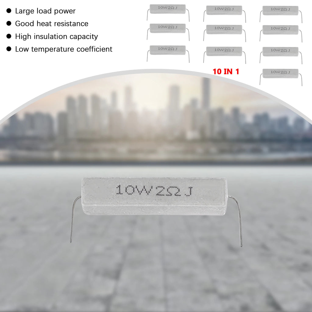 AT13 10 Pcs Wire Wound  Cement Resistor 2 Ohm 10W Watt