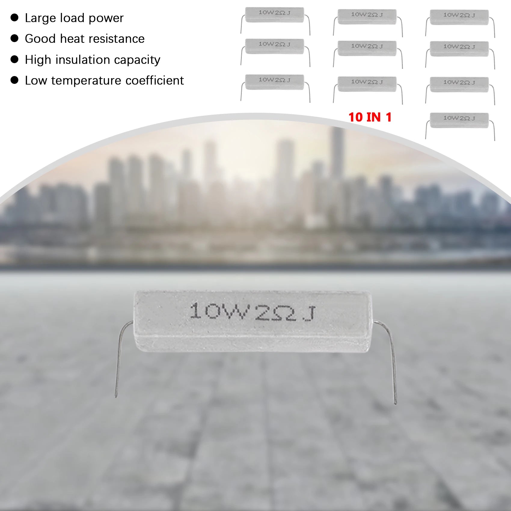 AT13 10 Pcs Wire Wound  Cement Resistor 2 Ohm 10W Watt