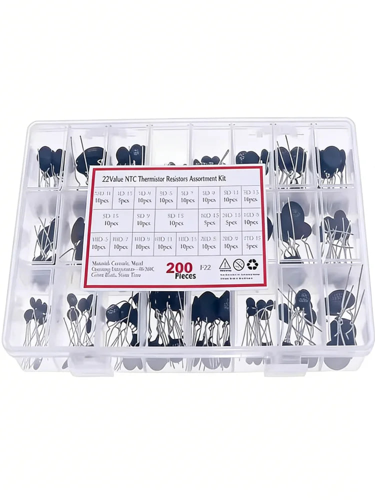 200PCS 22values NTC thermistor negative temperature kit 2.5D-11 3D-9 3D-15 5D-5 5D-9 5D-11 5D-13 5D-15 8D-9 8D-15 10-5 10D-7