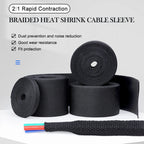 Heat Shrink Braided Cable Sleeve 4~30mm PET Heat Shrink Tube Contraction Insulation Flam Retardant Wire Wrap Sheath Protection