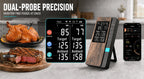 Wireless Meat Thermometer Digital Bluetooth Probe Thermometer Rechargeable with LCD Screen & Mobile APP for BBQ Oven Rotisserie