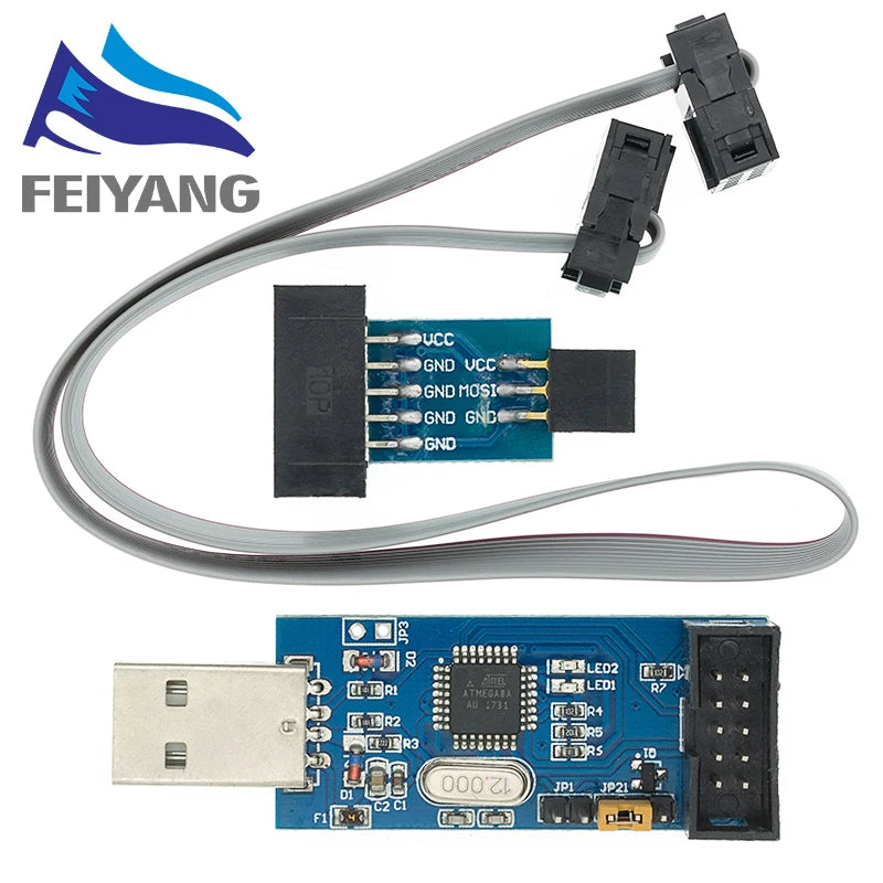 10Pin To 6 Pin Adapter Board+ USBASP USBISP AVR Programmer USB ATMEGA8 ATMEGA128 ATtiny/CAN/PWM 10Pin Wire Module DIY