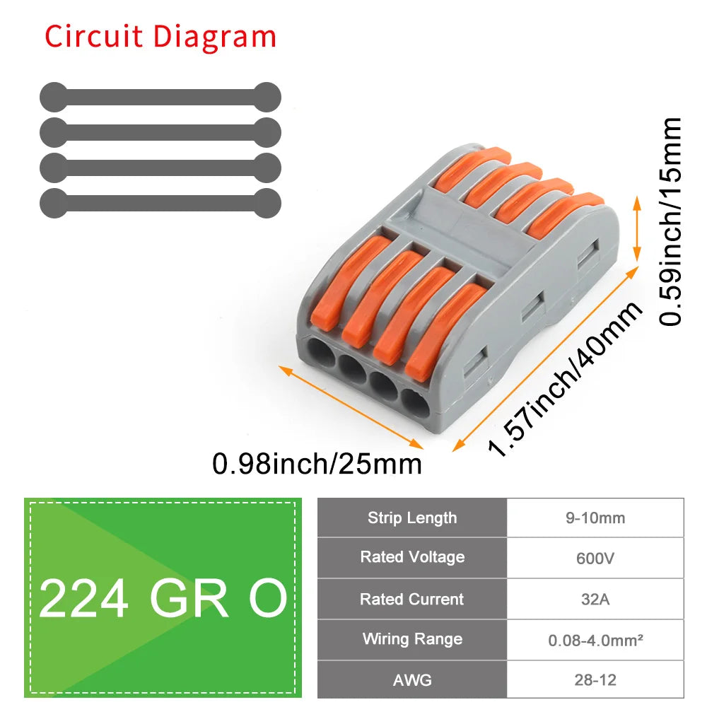10/50Pcs Mini Fast Wiring Cable Connectors Lever 28-12 AWG Universal Lever Wire Nut Electrical Connectors Push-in Home Terminal