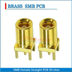 Kit Set SMB Male Female Right Angle 90 Degree Washer Nut Square Solder Edge PCB clip PC Board Mount Plug Brass GOLD Plated 50Ohm