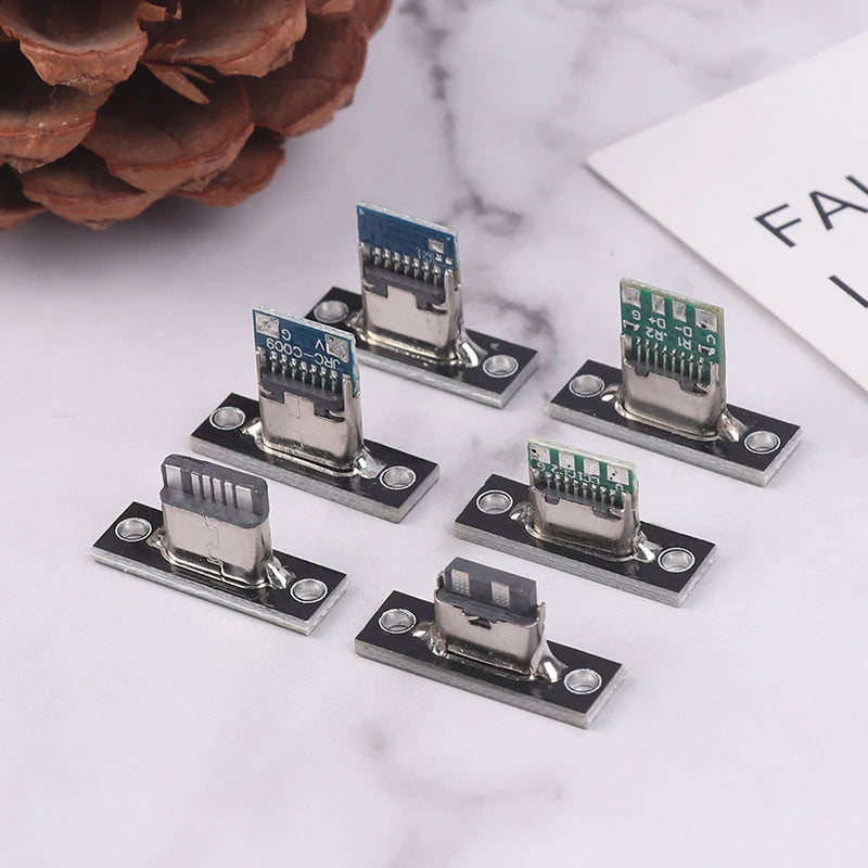 5Pcs New USB 3.1 Type C Socket With Screw Fixing Plate Type-C USB Jack 3.1 Type-C 2Pin 4Pin Female Connector Jack Charging Port
