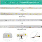 5M 12V LED Strip Light 3528 5050 SMD LED Tape RGB Red Green Blue White Warm White Waterproof Flexible Light for Home Decor