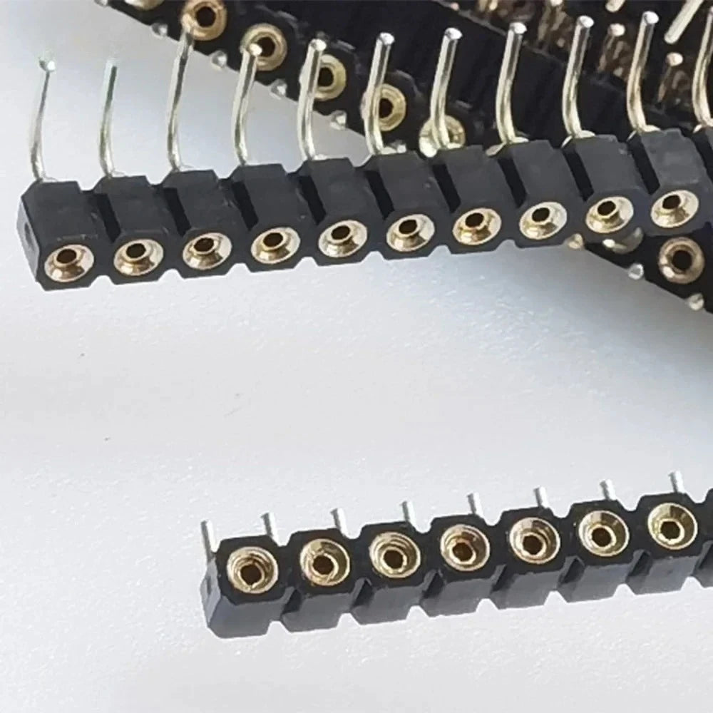 1P-40P 2.54mm Round Hole Right Angle Single Row 0.1" Breakable Stackable PCB IC Crystal Transistor Socket Female Tin Pin Header