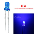 100-1000X 3mm Ball Bulb Led White Green Yellow Blue White Red Ultra Bright Light Emitting Diode Round Head with Edge Short Feet