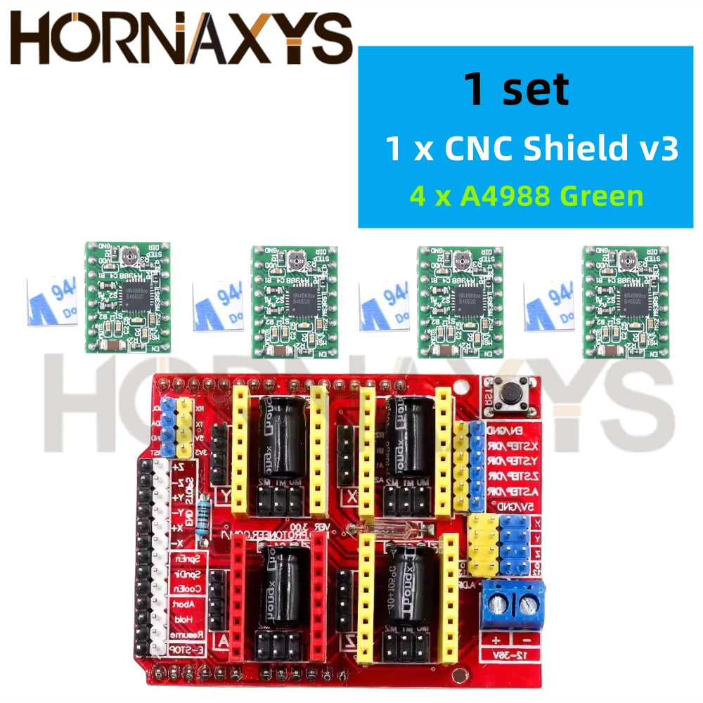 CNC Shield V3 Engraving Machine 3D Printe+ 4pcs DRV8825 Or A4988 Driver Expansion Board For Arduino + UNO R3 With USB Cable