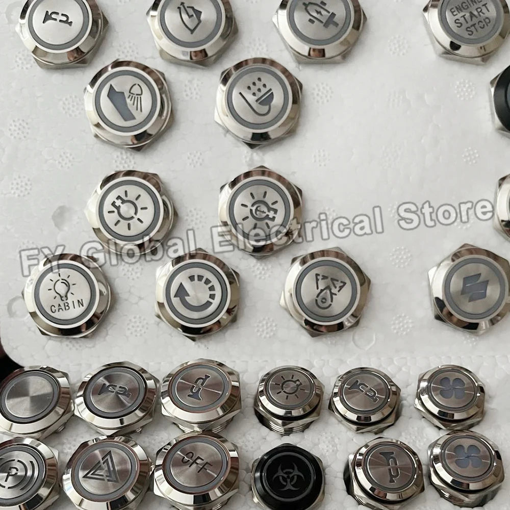 16/19/22MM Custom Metal Push Button Switch with Socket Waterproof Luminous Latching Momentary Car Boat Motorcycle 12V 24V 220V
