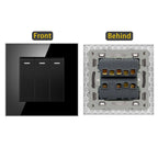 JHJCH - 1 Gang 1/2 Way Stair Switch, Tempered Glass Panel, Rocker Light Switch, On / Off Switch, Toggle Wall Switch