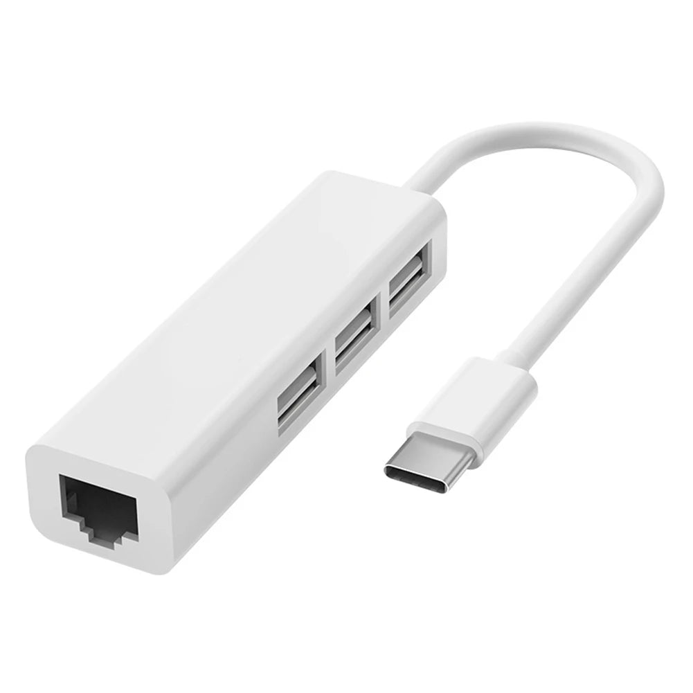 4 in 1 USB Type C to RJ45 Lan Network Card 4 Port USB2.0 Ethernet Card Hub Splitter Adapter 10GBit/s for Laptop PC Driver Free