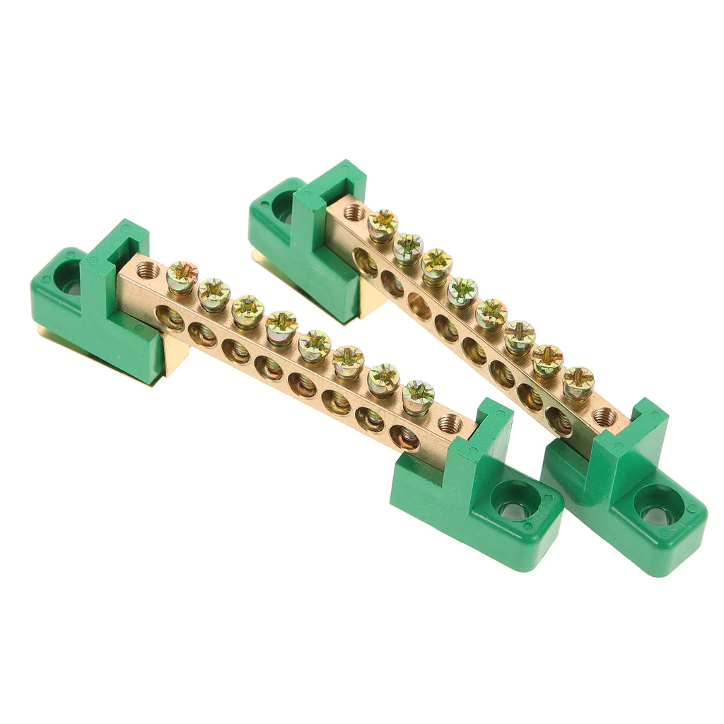 2Pcs Copper Terminal Connector Bus Bar Heavy Duty Ground Bus Bars Electrical Grounding Block Stable Connection for Distribution