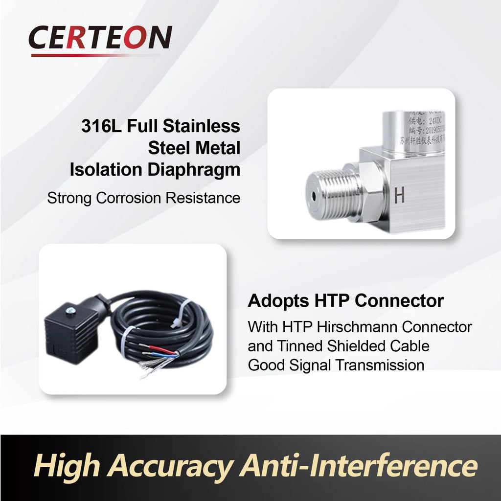 HTP‑610 Compact Differential Pressure Transmitter Diffused Silicon Sensor RS485/Analog Output ‑10kPa‑100MPa G1/4 G1/2