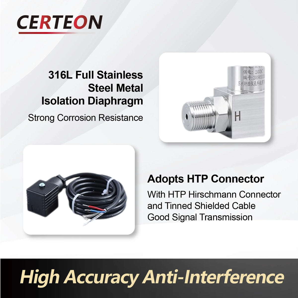 HTP‑610 Compact Differential Pressure Transmitter Diffused Silicon Sensor RS485/Analog Output ‑10kPa‑100MPa G1/4 G1/2
