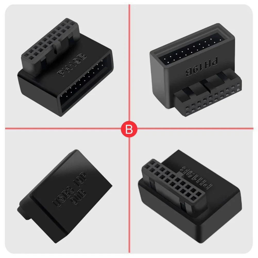 USB 3.0 19/20pin Male to Female Extension Adapter Angled 90 Degree Converter for Motherboard Connector Socket PH19A