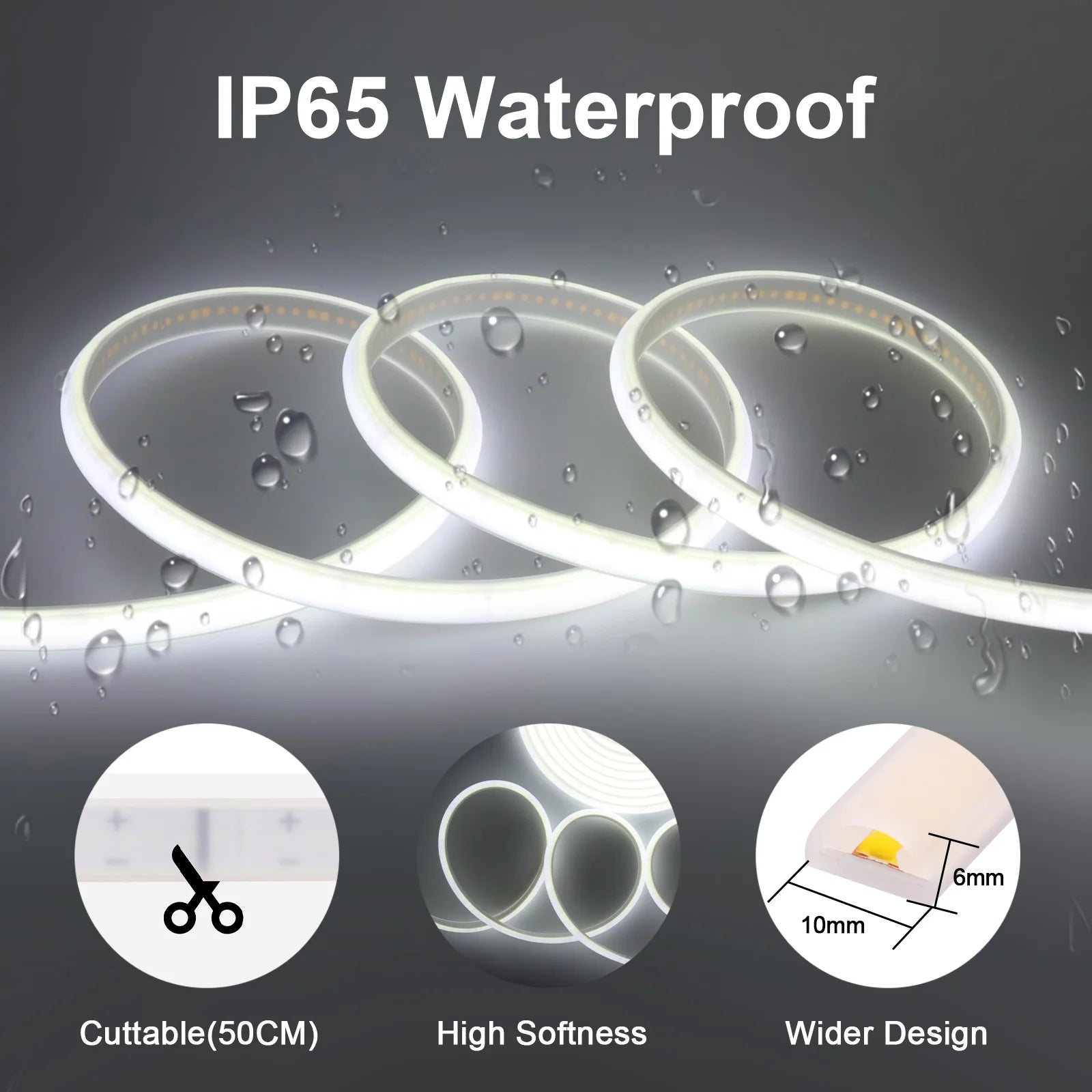 220V COB Strip White /Red /Ice Blue /Pink /Yellow /Purple Waterproof Home Decor Outdoor Lamp Flexible LED Neon Ribbon Light