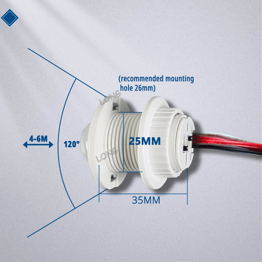DC 5V 12V 24V 100W PIR Sensor Switch, Adjustable Time & Photocell Mode, High Power Infrared Motion Detector for LED Lighting