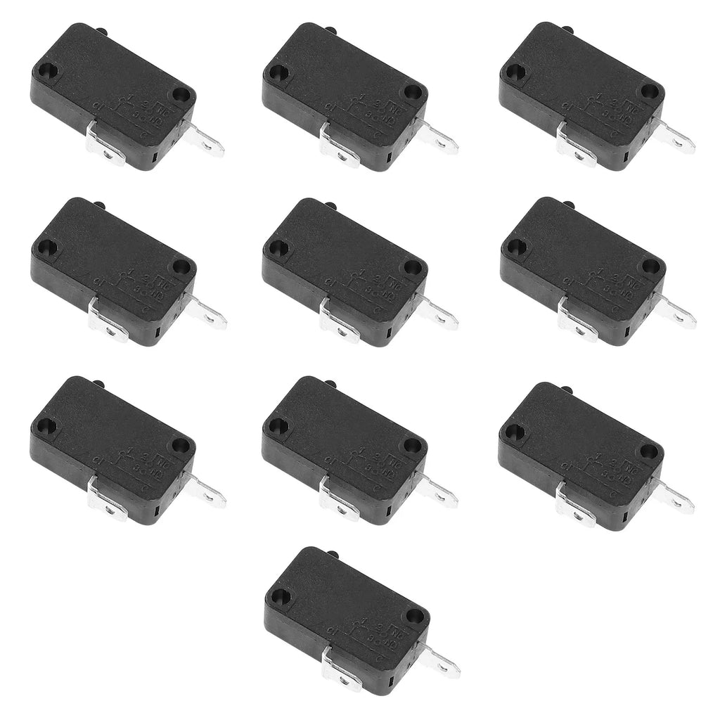 10Pcs Normally Close Micro Limit Switch Replacement 16A Snap Spdt for Microwave Oven Washing Machine Rice Cooker Freezer Button