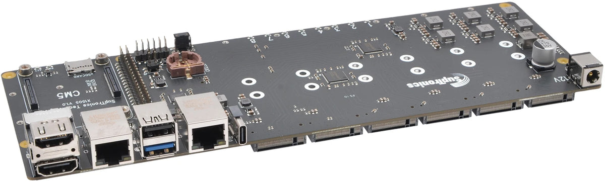 Raspberry Pi CM5 IO board NAS 8xNVMe dual Ethernet X1505