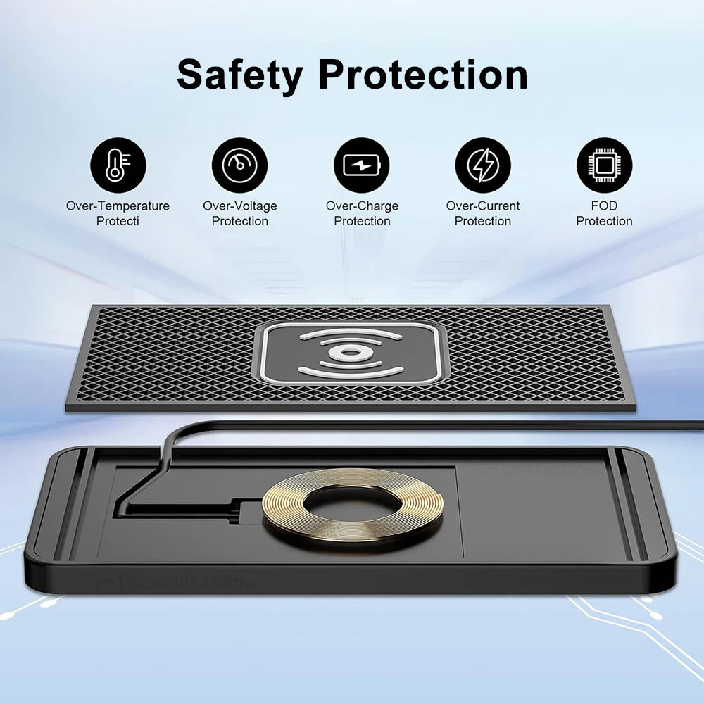 Car Wireless Charger for Samsung Galaxy S24 S23 S22 Induction Fast Car Charging Pad for iPhone Xiaomi Mobile Phone Car Charger