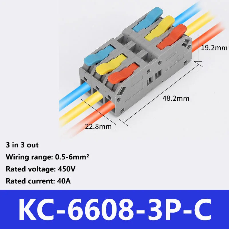 Fast Wire Connectors Universal Compact Terminal Block 6mm2 DIN Rail type Terminal 2 3 4 5 Pin Push-In Terminal Block With Lever