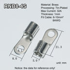 100pcs RNB Brass Ring Bare Terminal Block Connector Cable Lugs Wire Crimping Tips Electrical Connection Strips 12V 2.5mm 4mm 6mm
