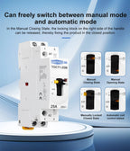 TOMZN TOCT1 2P 25A 220V/230V 50/60Hz Din Rail Household AC Modular Contactor With Manual Control Switch 2NO or 1NO 1NC or 2NC