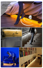 1-5m PIR Motion Sensor LED Strip Lights DC 12V Diode Tape Waterproof Auto On/Off Stairs Wardrobe Closet Kitchen Backlight Light
