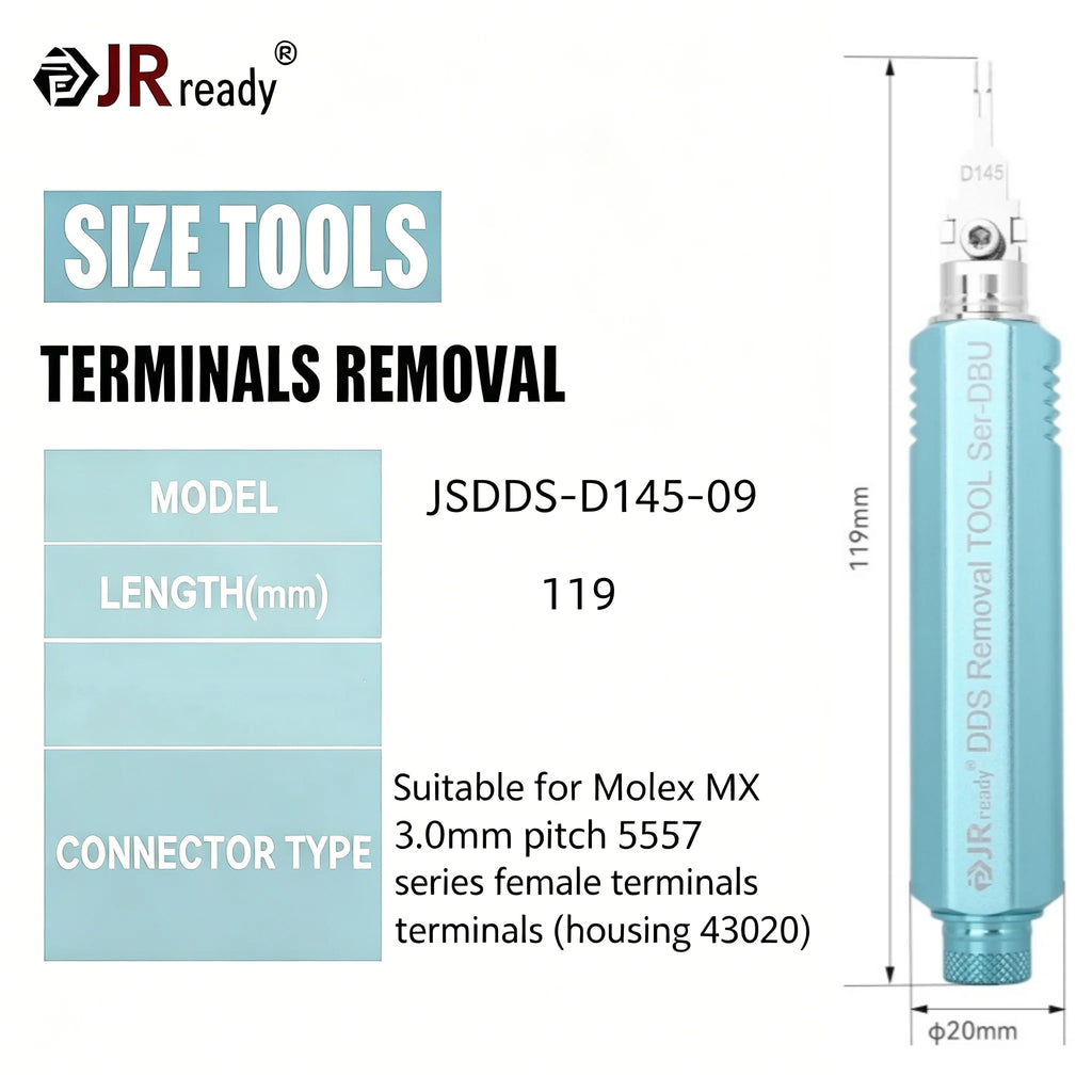 JRready JRDDS Series Terminal Tool Suitable For 5557/5559/Molex MX/AMP MCP 1.5K Connectors & VW/Audi/Skoda Automotive Terminals