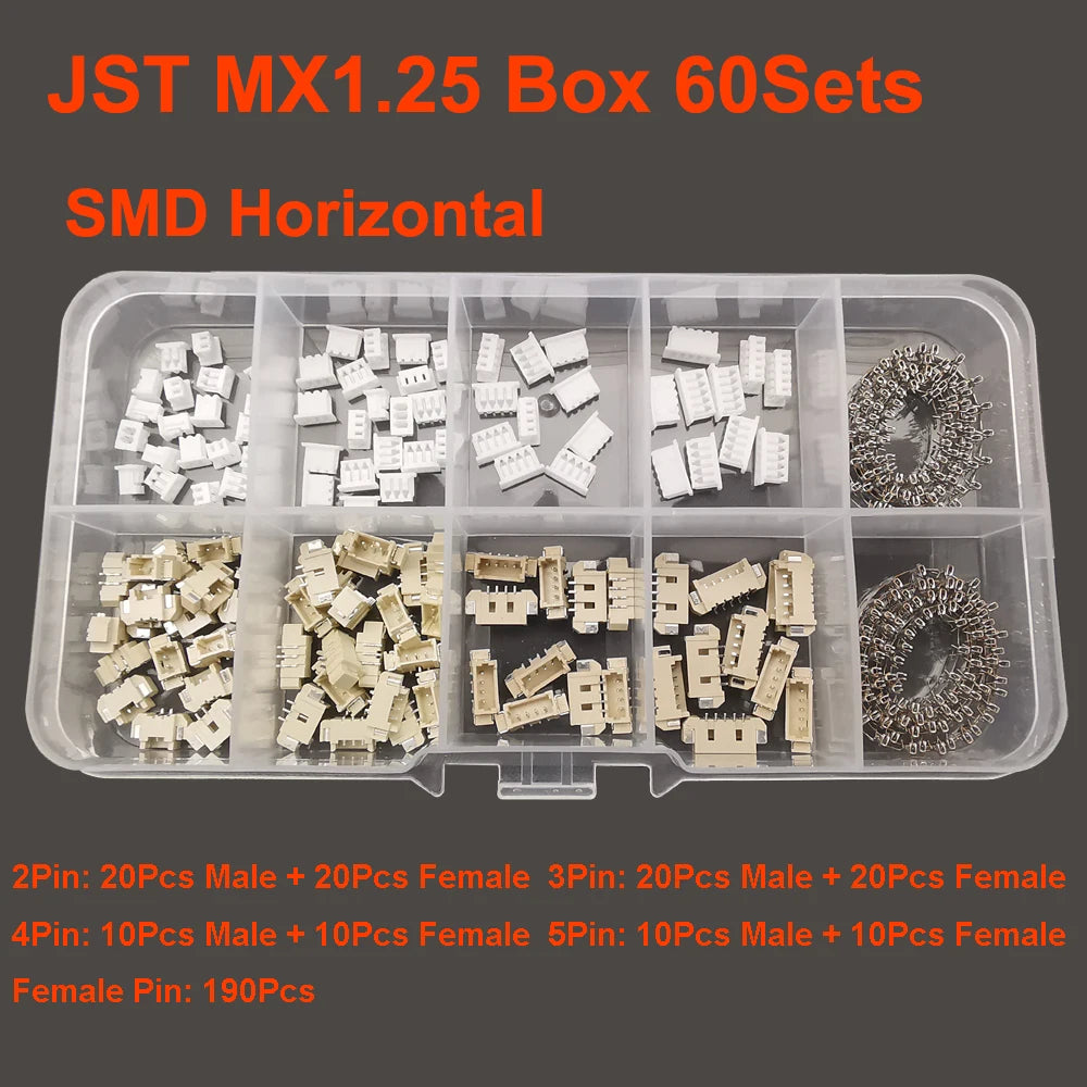 19 Type JST Box SH1.0/MX1.25/PH2.0/XH2.54/VH3.96/SM2.54/SYP Pitch Connector Terminal Kit  SMD/Straight/Right Angle Type DIY